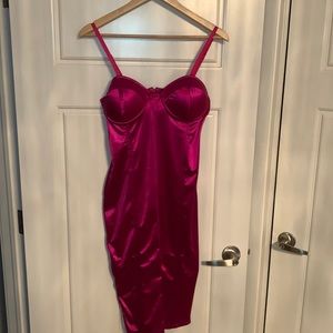 Brand new satin hot pink fuchsia dress, with tags.